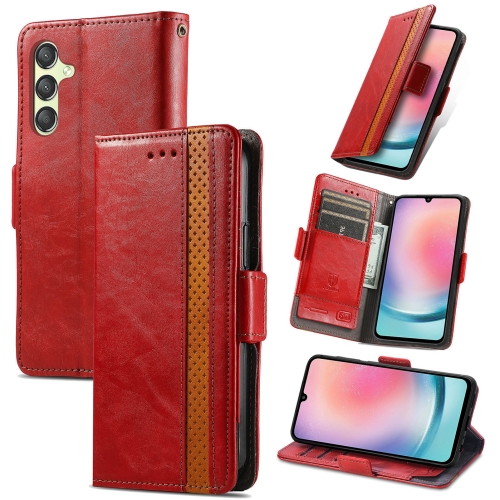 

For Samsung Galaxy S23 FE 5G CaseNeo Splicing Dual Magnetic Buckle Leather Phone Case(Red)