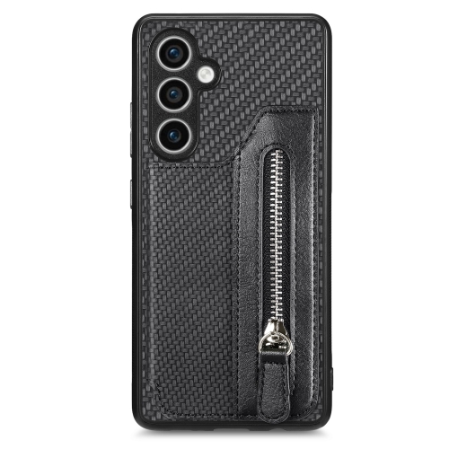 

For Samsung Galaxy S23 FE 5G Carbon Fiber Horizontal Flip Zipper Wallet Phone Case(Black)