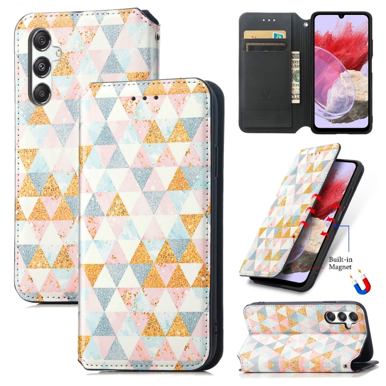 

For Samsung Galaxy M34 5G CaseNeo Colorful Magnetic Leather Phone Case(Rhombus)