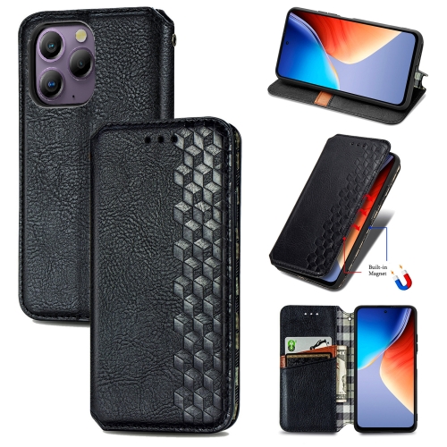 

For Samsung Galaxy Xcover 7 Cubic Grid Pressed Magnetic Leather Phone Case(Black)