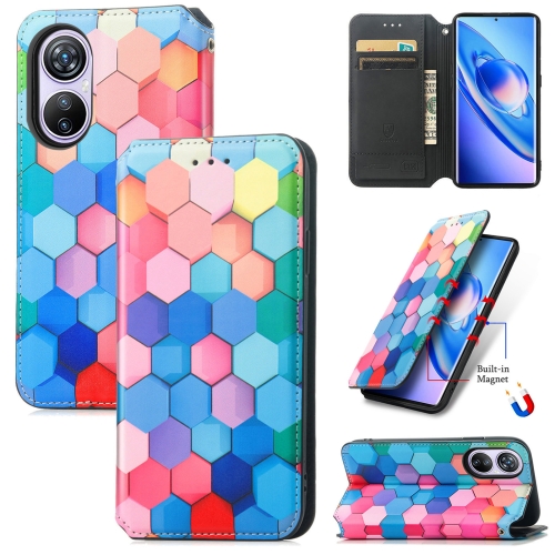 

For Blackview A200 Pro CaseNeo Colorful Magnetic Leather Phone Case(Colorful Cube)