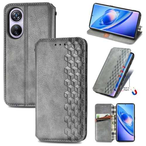 

For Blackview A200 Pro Cubic Grid Pressed Magnetic Leather Phone Case(Grey)