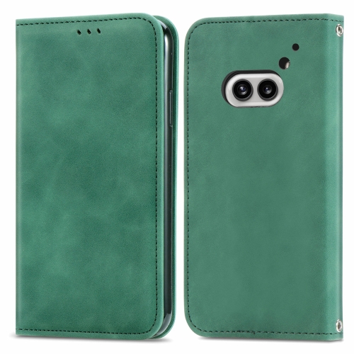 

For Nothing Phone 2a Retro Skin Feel Magnetic Flip Leather Phone Case(Green)