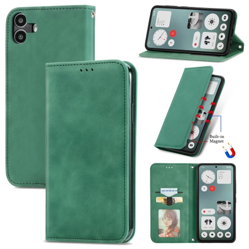 

For Nothing CMF Phone 1 Retro Skin Feel Magnetic Flip Leather Phone Case(Green)