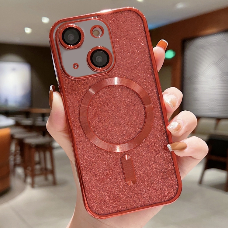 

For iPhone 14 Plus Glitter Electroplating MagSafe TPU Phone Case(Red)