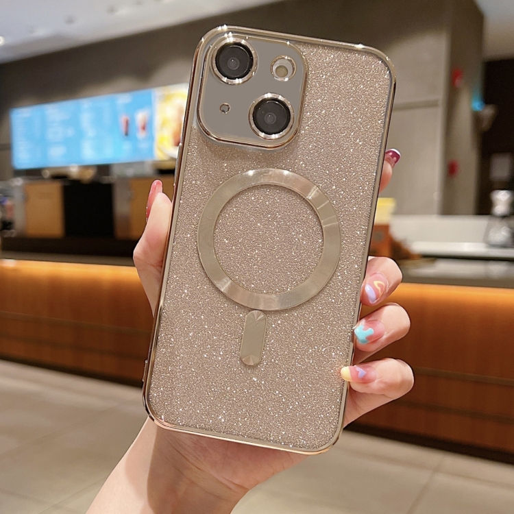 

For iPhone 14 MagSafe Glitter Electroplating TPU Phone Case(Gold)
