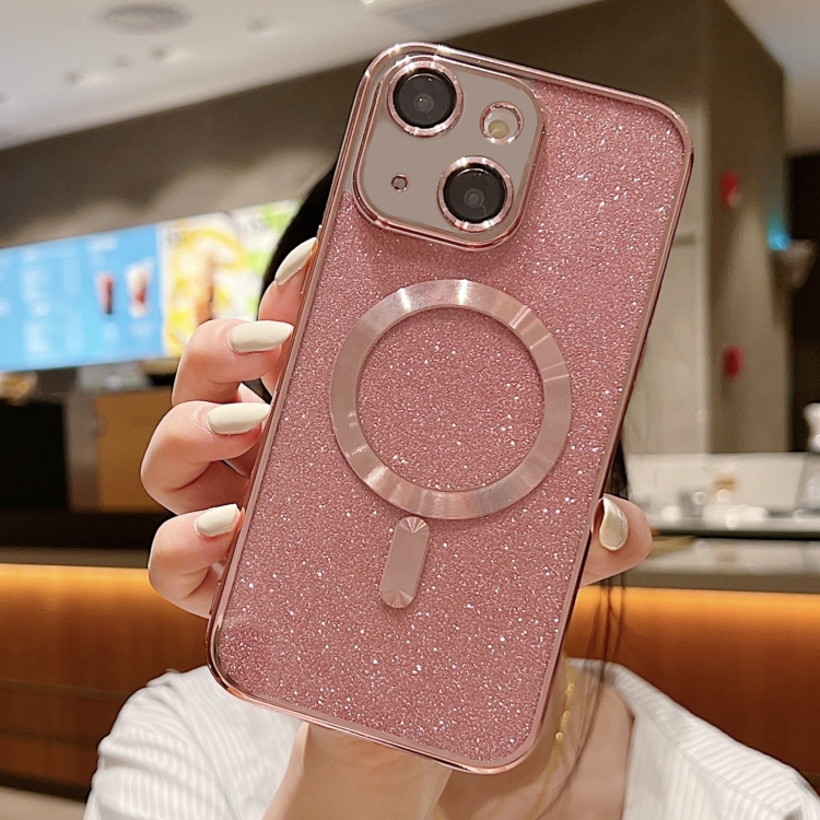 

For iPhone 14 Glitter Electroplating MagSafe TPU Phone Case(Rose Gold)