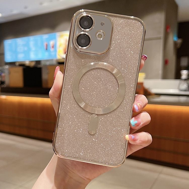

For iPhone 12 MagSafe Glitter Electroplating TPU Phone Case(Gold)