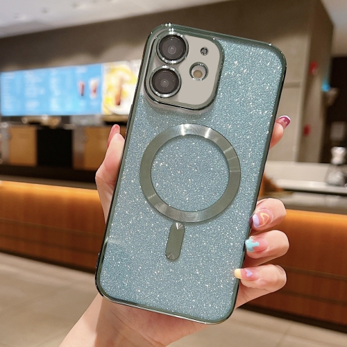 

For iPhone 12 MagSafe Glitter Electroplating TPU Phone Case(Green)