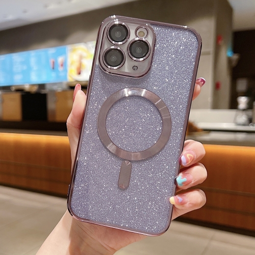 

For iPhone 11 Pro Max Glitter Electroplating MagSafe TPU Phone Case(Purple)