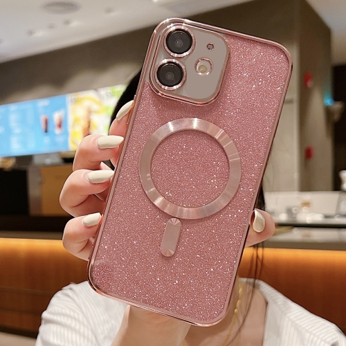 

For iPhone 11 MagSafe Glitter Electroplating TPU Phone Case(Rose Gold)