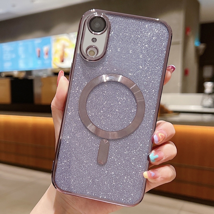 

For iPhone XR MagSafe Glitter Electroplating TPU Phone Case(Purple)