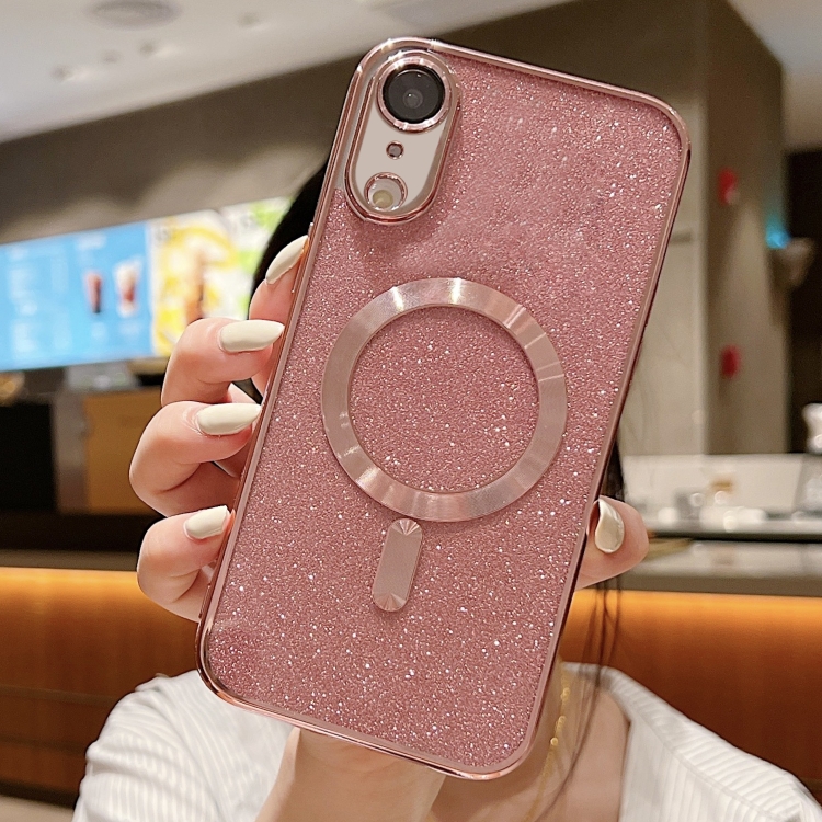 

For iPhone XR MagSafe Glitter Electroplating TPU Phone Case(Rose Gold)