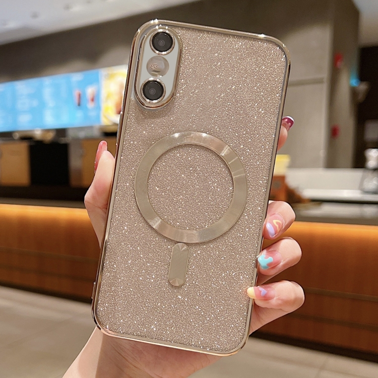 

For iPhone XS Max MagSafe Glitter Electroplating TPU Phone Case(Gold)