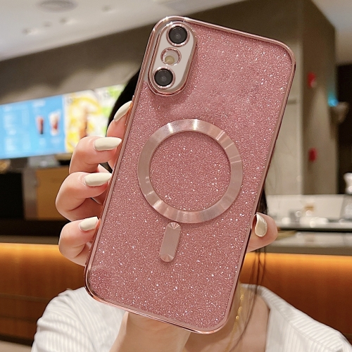 

For iPhone XS Max MagSafe Glitter Electroplating TPU Phone Case(Rose Gold)