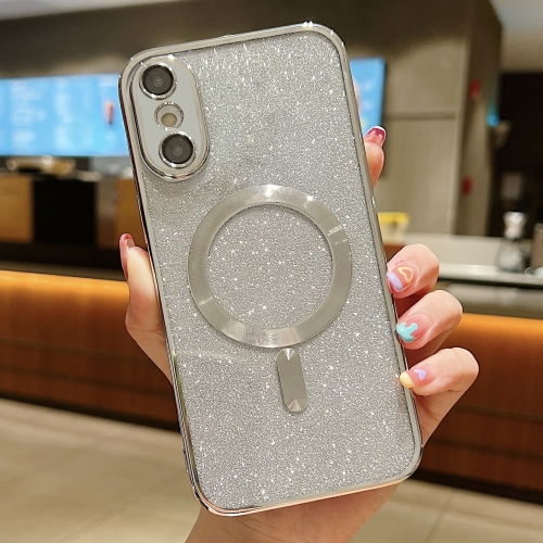 

For iPhone XS Max MagSafe Glitter Electroplating TPU Phone Case(Silver)