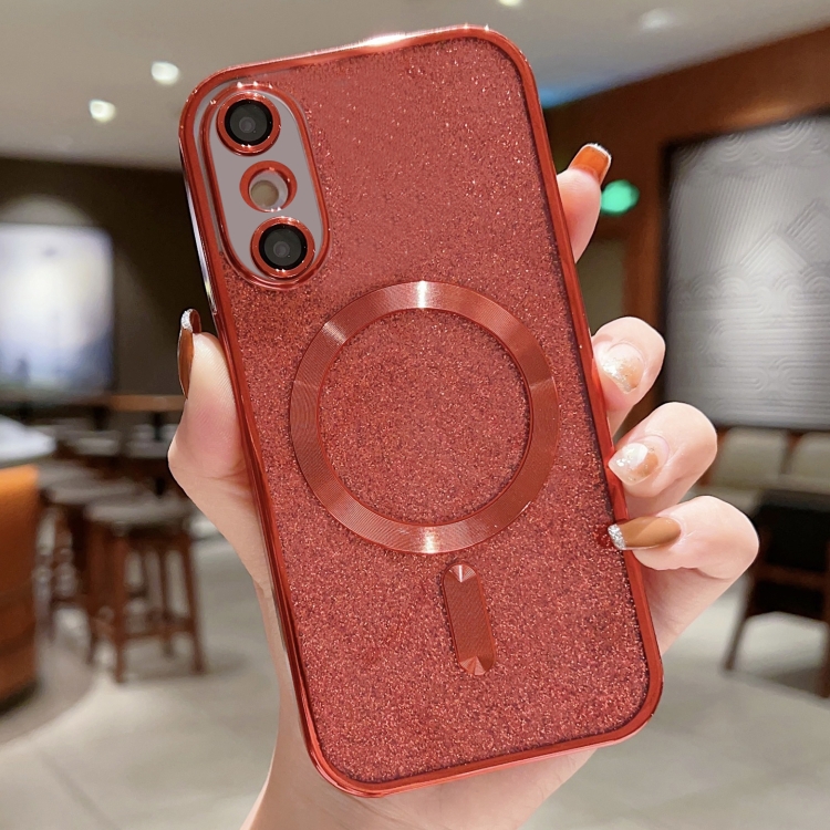 

For iPhone XS Max MagSafe Glitter Electroplating TPU Phone Case(Red)