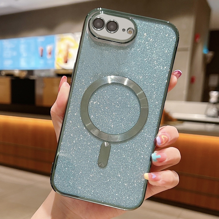 

For iPhone 7 Plus / 8 Plus MagSafe Glitter Electroplating TPU Phone Case(Green)