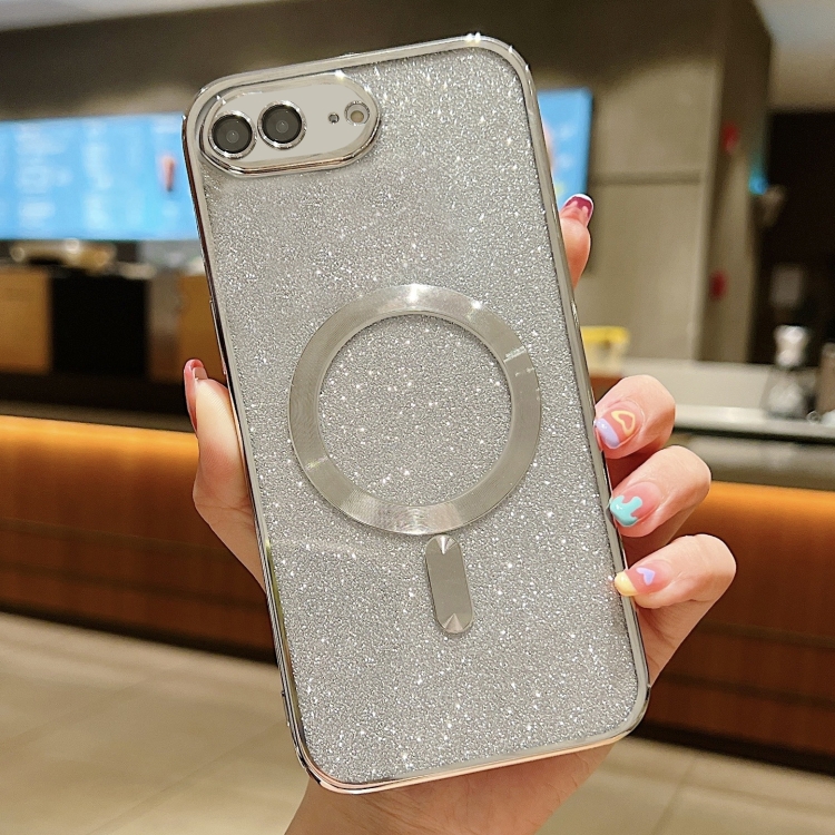

For iPhone 7 Plus / 8 Plus Glitter Electroplating MagSafe TPU Phone Case(Silver)