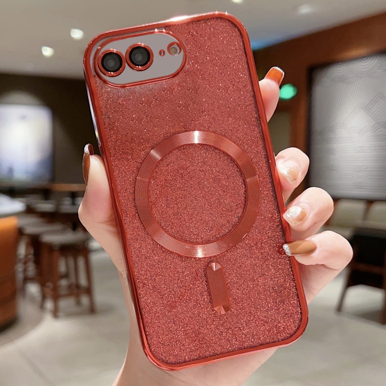

For iPhone 7 Plus / 8 Plus MagSafe Glitter Electroplating TPU Phone Case(Red)