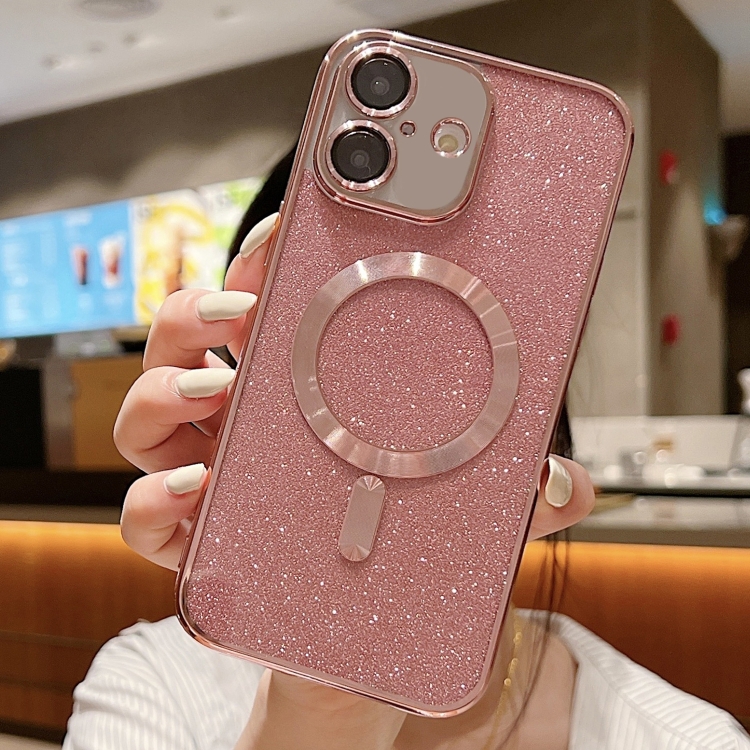 

For iPhone 16 Plus Glitter Electroplating MagSafe TPU Phone Case(Rose Gold)