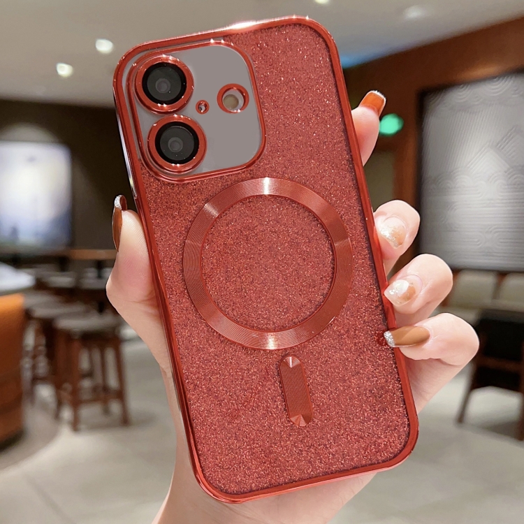 

For iPhone 16 Plus Glitter Electroplating MagSafe TPU Phone Case(Red)