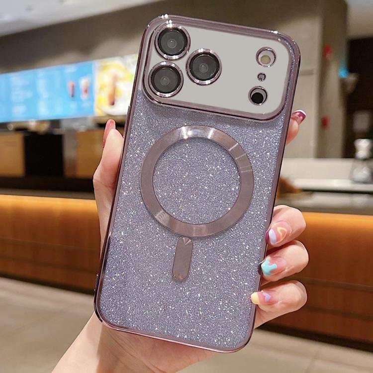 

For iPhone 17 Pro Max Glitter Electroplating MagSafe TPU Phone Case(Purple)