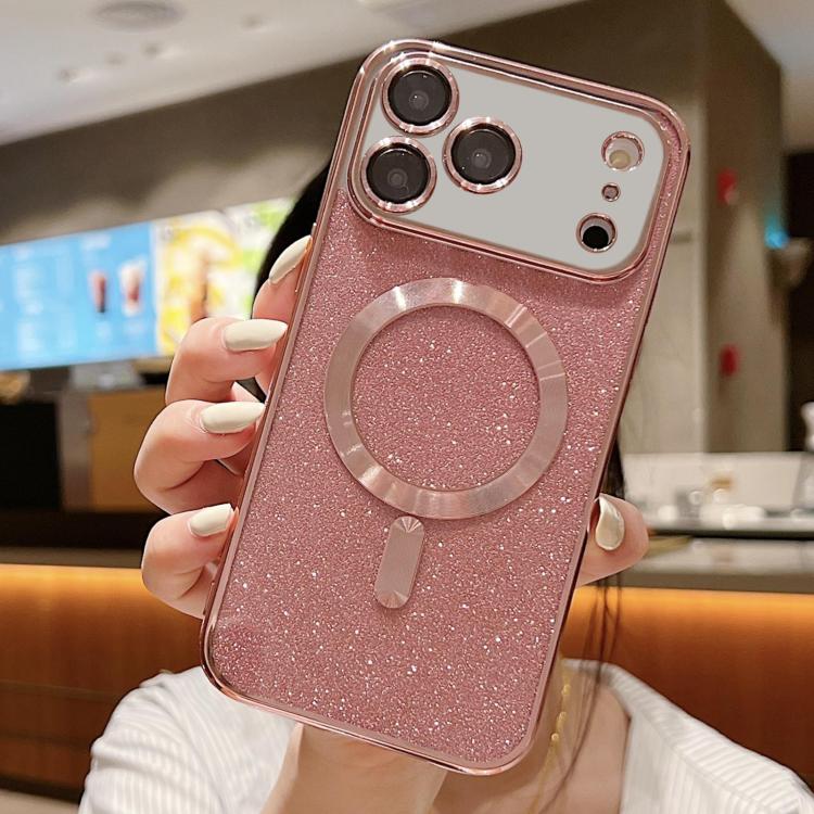 

For iPhone 17 Pro Max Glitter Electroplating MagSafe TPU Phone Case(Rose Gold)