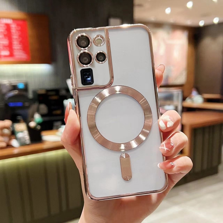 

For Samsung Galaxy S20 Ultra 5G MagSafe Electroplating TPU Phone Case(Rose Gold)
