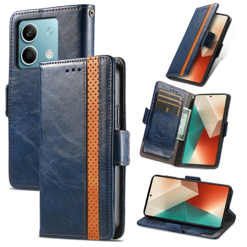 

For Xiaomi Redmi Note 13 5G CaseNeo Splicing Dual Magnetic Buckle Leather Phone Case(Blue)