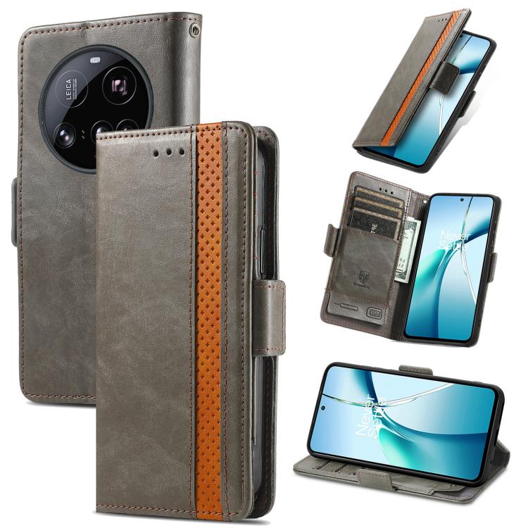 

For Xiaomi 15 Ultra CaseNeo Splicing Dual Magnetic Buckle Leather Phone Case(Gray)