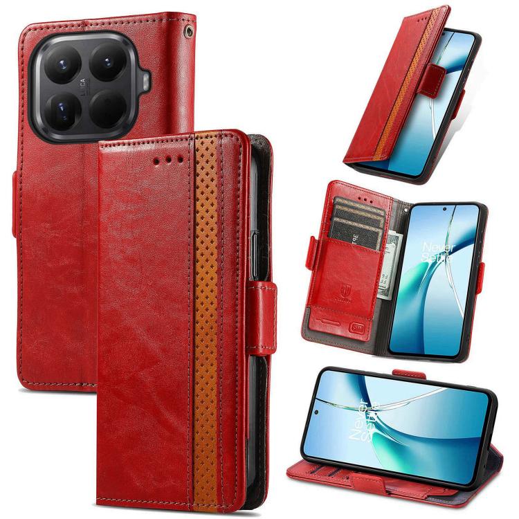 

For Xiaomi 15T Pro CaseNeo Splicing Dual Magnetic Buckle Leather Phone Case(Red)