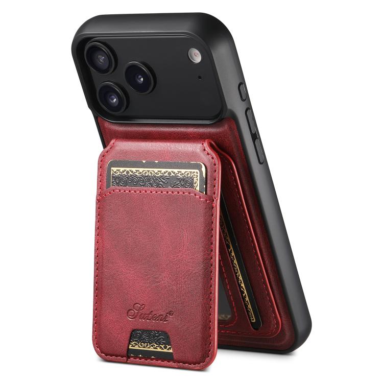 For iPhone 17 Pro Max Suteni H15 MagSafe Oil Eax Leather Detachable Wallet Back Phone Case(Red) — купить у Sunsky-online WW