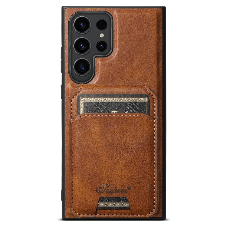 

For Samsung Galaxy S23 Ultra 5G Suteni H15 Oil Eax Leather Detachable Wallet Back Phone Case(Brown)