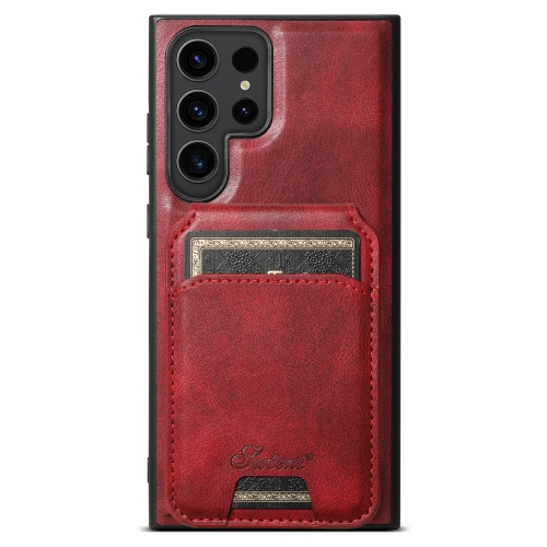 

For Samsung Galaxy S23 Ultra 5G Suteni H15 Oil Eax Leather Detachable Wallet Back Phone Case(Red)