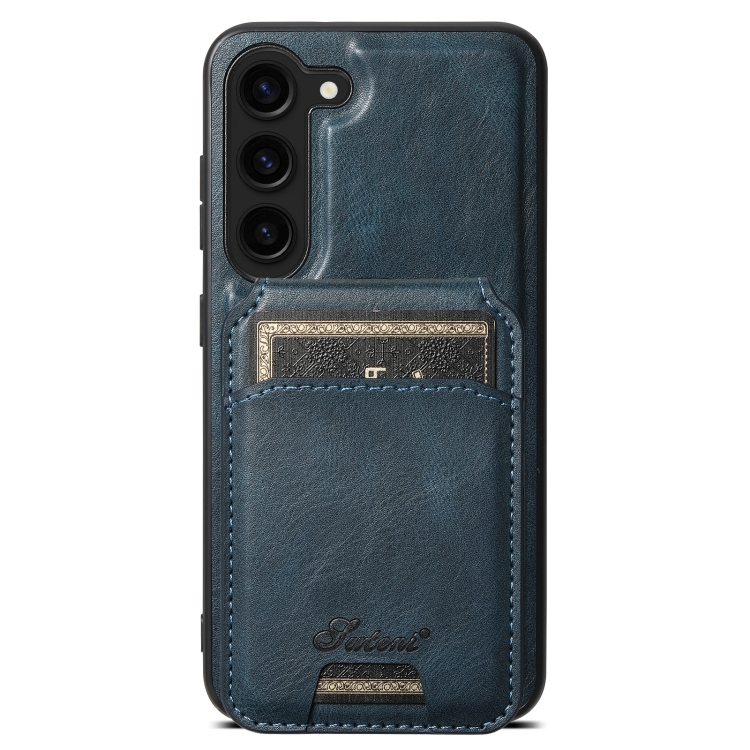 

For Samsung Galaxy S23+ 5G Suteni H15 Oil Eax Leather Detachable Wallet Back Phone Case(Blue)