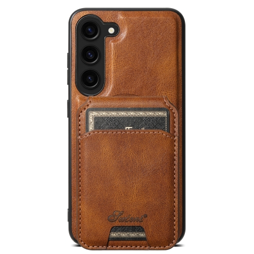 

For Samsung Galaxy S23 5G Suteni H15 Oil Eax Leather Detachable Wallet Back Phone Case(Brown)