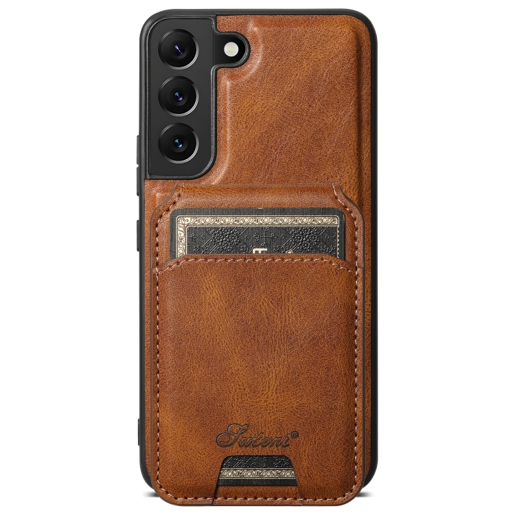 

For Samsung Galaxy S22 5G Suteni H15 Oil Eax Leather Detachable Wallet Back Phone Case(Brown)