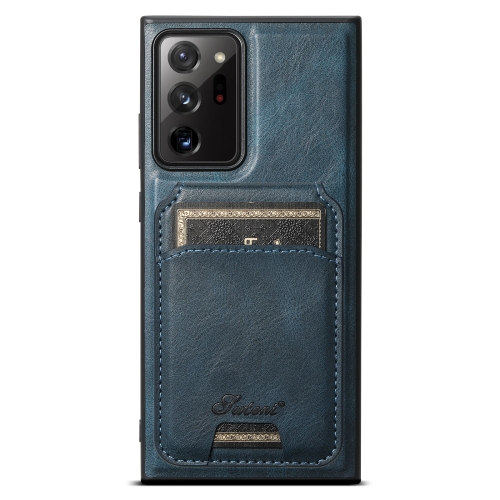

For Samsung Galaxy Note20 Ultra 5G Suteni H15 Oil Eax Leather Detachable Wallet Back Phone Case(Blue)