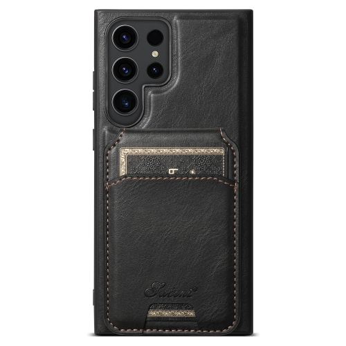 

For Samsung Galaxy S24 Ultra 5G Suteni H15 Oil Eax Leather Detachable Wallet Back Phone Case(Black)
