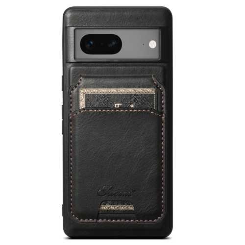 

For Google Pixel 7 Suteni H15 Oil Eax Leather MagSafe Detachable Wallet Back Phone Case(Black)