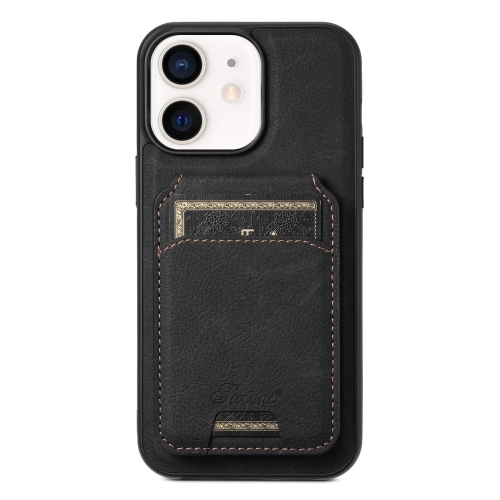 

For iPhone 12 Suteni H16 Litchi Texture Leather Detachable Wallet Back Phone Case(Black)