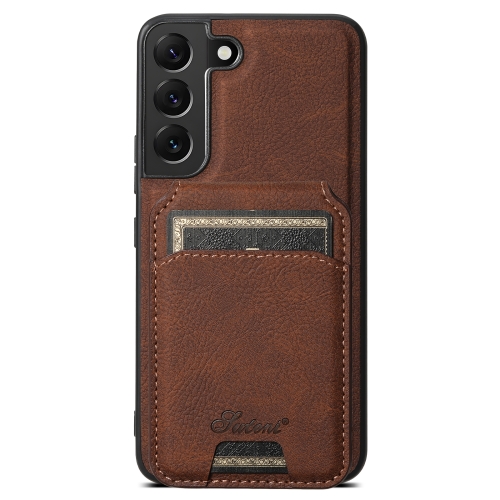 

For Samsung Galaxy S22+ 5G Suteni H16 Litchi Texture Leather Detachable Wallet Back Phone Case(Brown)
