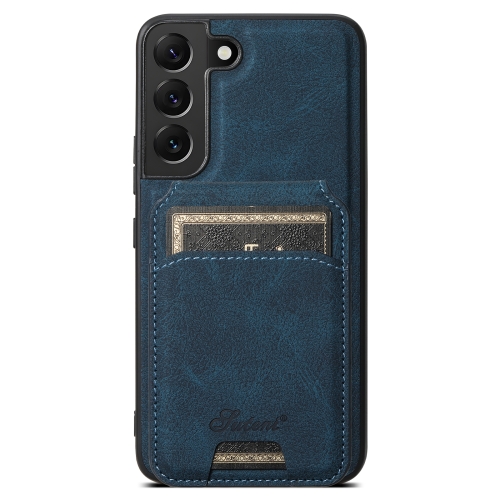 

For Samsung Galaxy S22+ 5G Suteni H16 Litchi Texture Leather Detachable Wallet Back Phone Case(Blue)