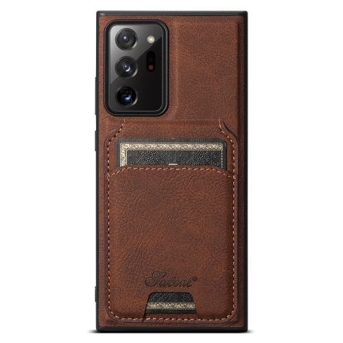 

For Samsung Galaxy Note20 5G Suteni H16 Litchi Texture Leather Detachable Wallet Back Phone Case(Brown)