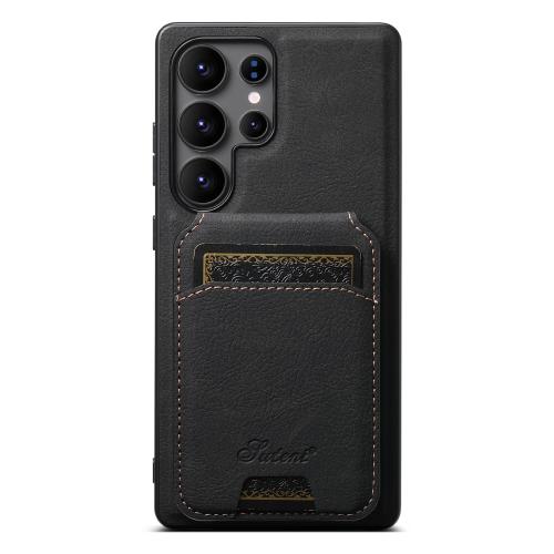 

For Samsung Galaxy S25 Ultra 5G Suteni H16 Litchi Texture Leather Detachable Wallet Back Phone Case(Black)