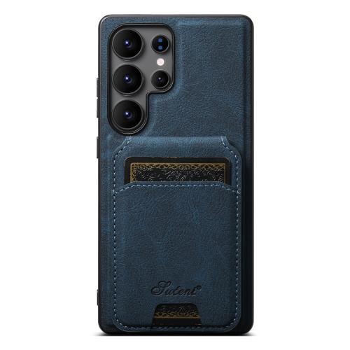 

For Samsung Galaxy S25 Ultra 5G Suteni H16 Litchi Texture Leather Detachable Wallet Back Phone Case(Blue)