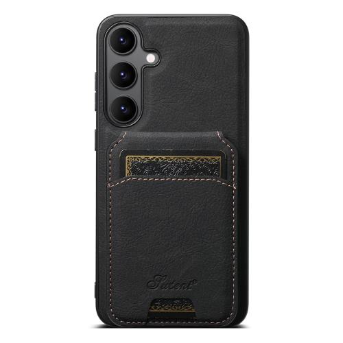 

For Samsung Galaxy S25+ 5G Suteni H16 Litchi Texture Leather Detachable Wallet Back Phone Case(Black)