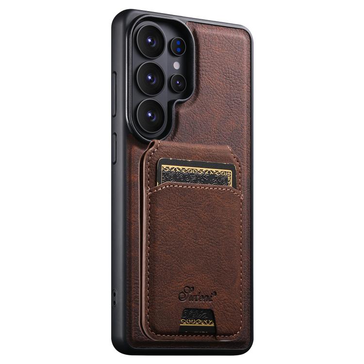 

For Samsung Galaxy S26 Ultra 5G Suteni H16 Litchi Texture Leather Detachable Wallet Back Phone Case(Brown)
