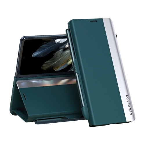 

For OPPO Find N3 Side Electroplated Adsorption Leather Phone Case with Pen Slot(Green)